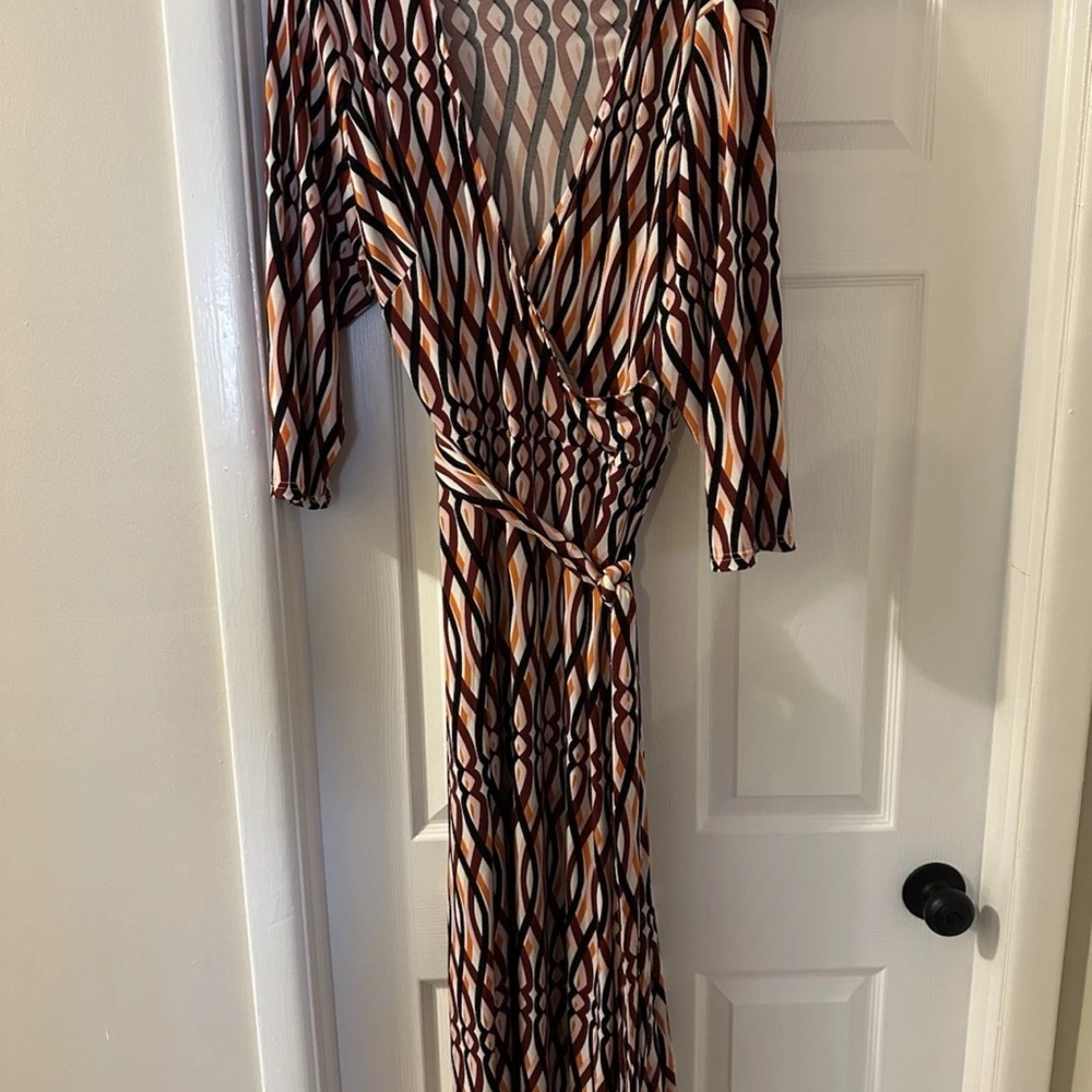 Geometric Patterned Wrap Dress